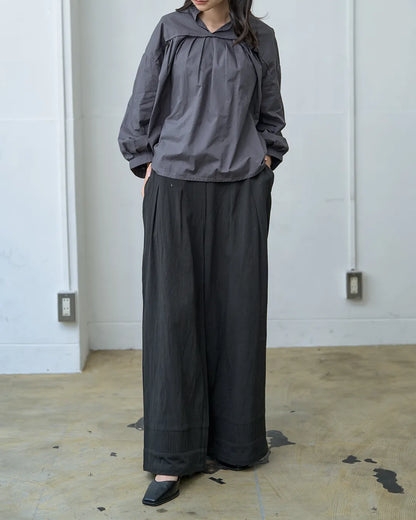 裾ピンタックワイドパンツ