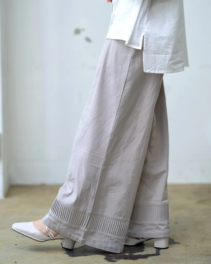 裾ピンタックワイドパンツ
