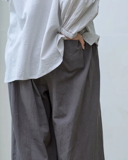 裾ピンタックワイドパンツ